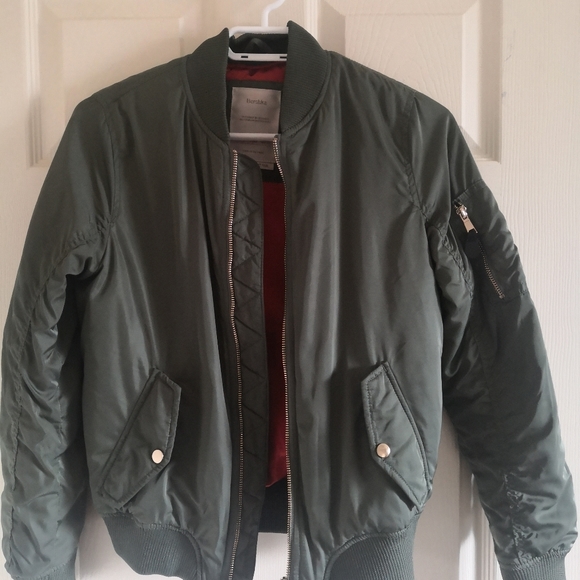 Bershka Green Bomber Jacket - Picture 4 of 8